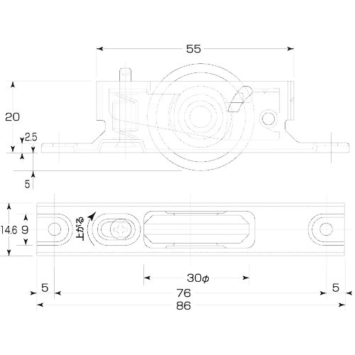 MK 鉄枠 上下アジャスト戸車 30mm A型 BR入【N-44N-300】