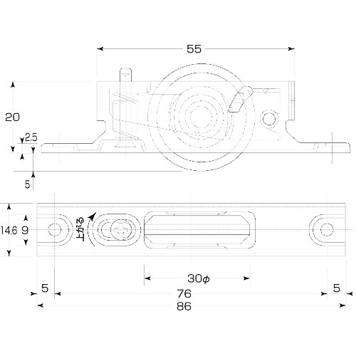 MK 鉄枠 上下アジャスト戸車 30mm A型 BR入【N-44N-300】