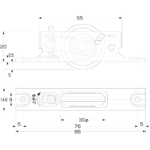 MK ST枠 上下アジャスト戸車 30mm A型 BR入【S-03N-300】