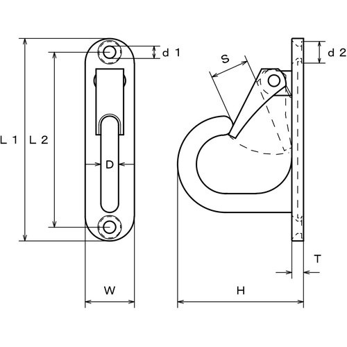 水本 ステンレス ラブフック 平面用 全長80mm【B-2671】
