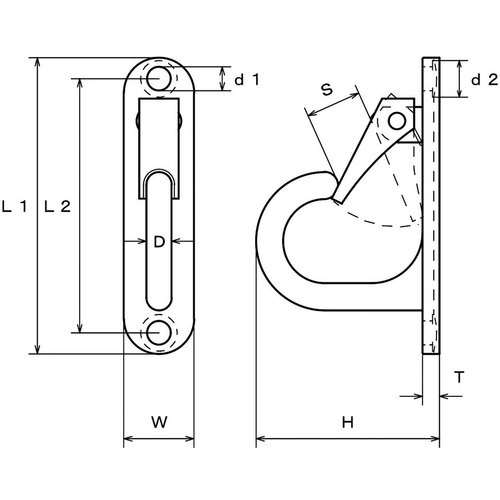 水本 ステンレス ラブフック 曲面用 全長135mm【B-2674】