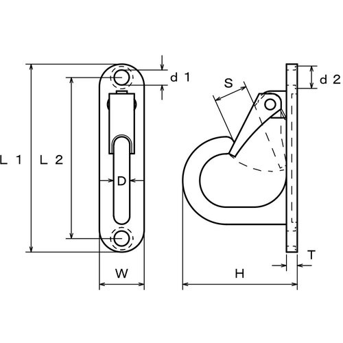 水本 ステンレス ラブフック 平面用 全長135mm【B-2673】