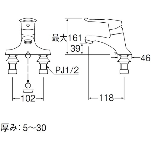 SANEI シングル洗面混合栓【K57CE-13】