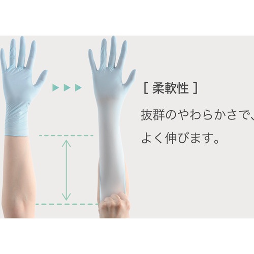 ミドリ安全 ニトリル手袋 加硫促進剤不使用 ベルテ722 ブルー 粉無 100枚 S【 VERTE-722-S】