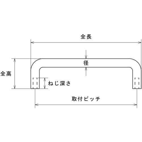 水本 ステンレス 引き取手C型(めねじ)ヘアーライン仕上 線径7mm ピッチ71mm【B-1798】