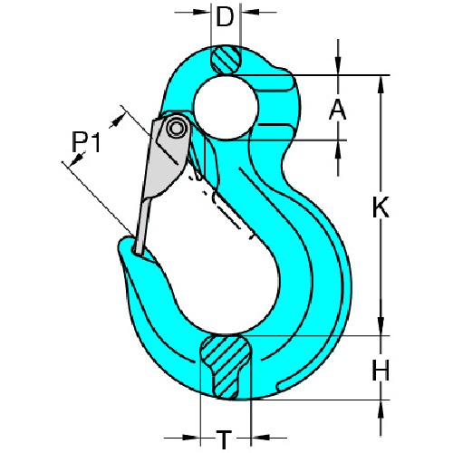 YOKE G-100 ラッチ付きスリングフック(アイタイプ) 2.5T【X-044/S-07】