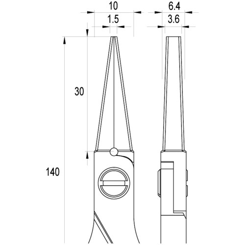 idealtek ESD精密プライヤー 直爪・平 ロング 140mm ギザ付【ES6014-CR-BG-IT】