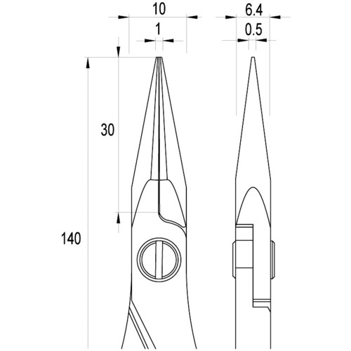 idealtek ESD精密プライヤー 半丸 ロング 140mm ギザ付【ES6024-CR-BG-IT】