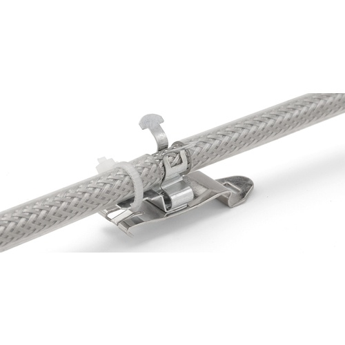 HEBOTEC EMC対策 シールドクランプ ストレインリリーフ シールド径3-12mm DINレール35mm クリップ付 10個入り【1031-011】