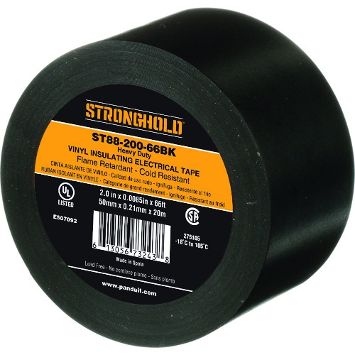 ストロングホールド StrongHoldビニールテープ 耐熱・耐寒・難燃 ヘビーデューティーグレード 黒 幅50.8mm 長さ20m ST88-200-66BK【ST88-200-66BK】