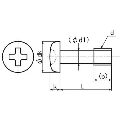 SUNCO ユニクロ(+)ナベ脱落防止ビス 5×25×5 (500本入)【00-00-J050-0050X0250-01】