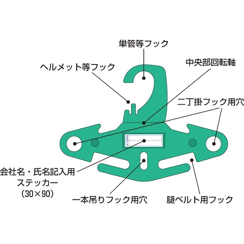 つくし フルハーネス型安全帯用ハンガー イーグルロッカータイプ【3229-B】