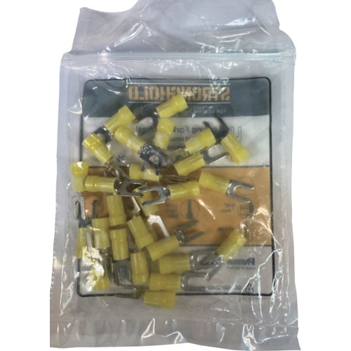 ストロングホールド ビニール絶縁被覆付圧着端子(抜け防止タイプ 先開形) 電線サイズ:AWG12～10/3.5～5.5sq 取付ネジ:M5 25個入り EV10-10LFB-Q【EV10-10LFB-Q】