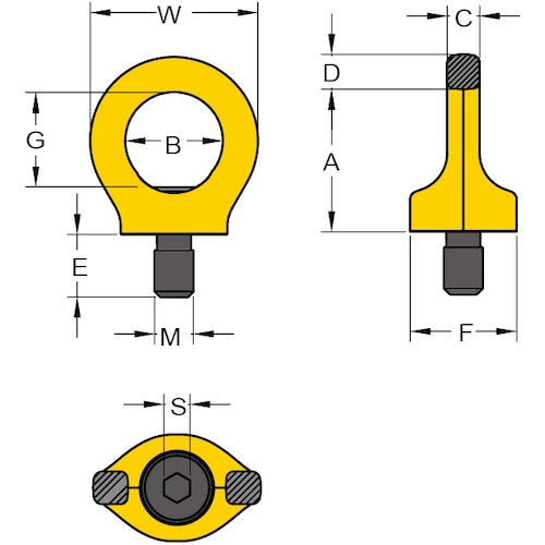 YOKE 落下防止用PSAアイポイント M12x1.75 1人用【8-281-007】