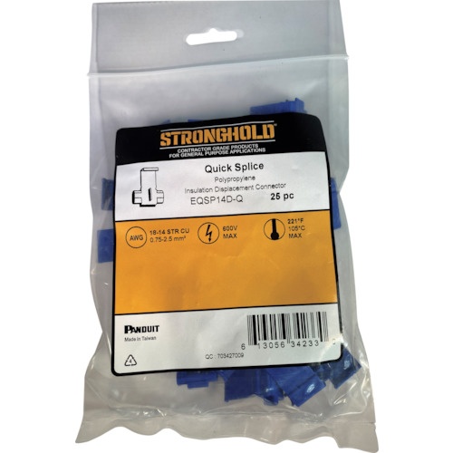 ストロングホールド Quick Splice エレクトロタップ 電線サイズ:AWG18～14 25個入り EQSP14D-Q【EQSP14D-Q】