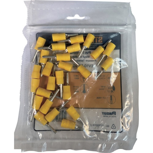 ストロングホールド ビニール絶縁被覆付ピン圧着端子 電線サイズ:AWG12～10/3.5～5.5sq ピンサイズ:2.5mm 25個入り EV10-P55-QYY【EV10-P55-QYY】