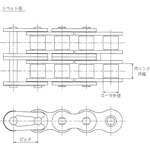 ＥＮＵＭＡ ＥＫ８０Ｄ−２列 リベット形 ローラーチェーン EK80D-2 RP