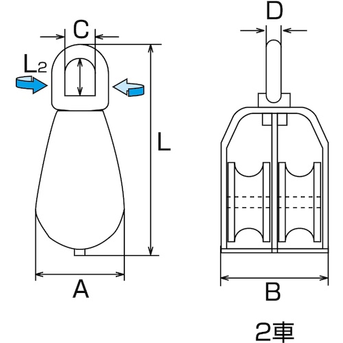 水本 ステンレス 豆ブロック2車 参考使用荷重240kgf【A-1274】