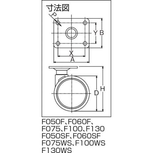 東海 プレート式双輪キャスター 130径 自在【F130】