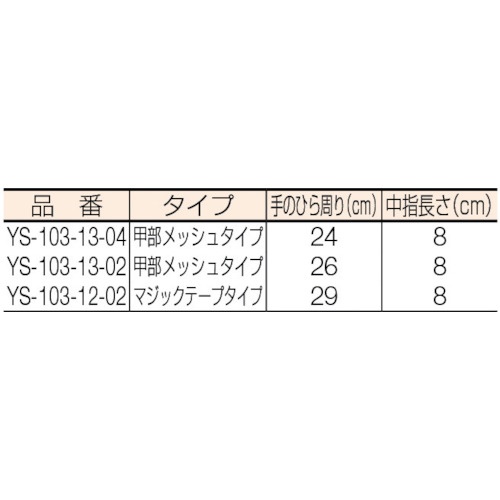 YOTSUGI 保護革手袋 甲部 メッシュ付き 大【YS-103-13-02】