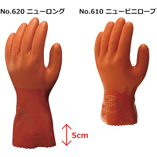 ショーワ 塩化ビニール手袋 No612ニュービニローブ2双パック オレンジ Lサイズ【NO612-L】