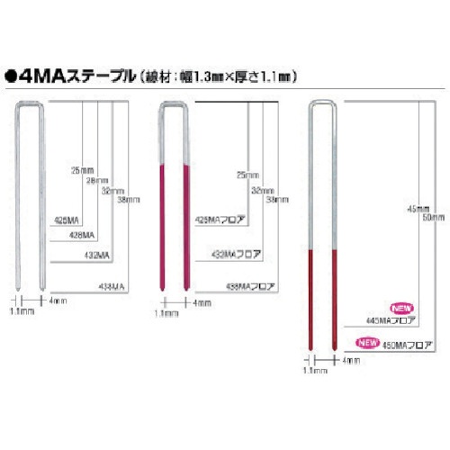 MAX フロアーステープル 肩幅4mm 長さ45mm 3000本入り【445MA-F】