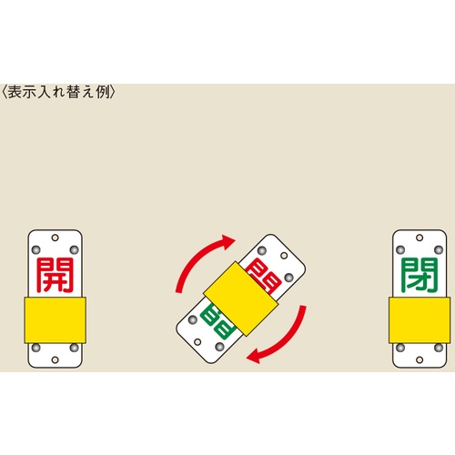 緑十字 スライド式バルブ開閉札 開(赤)⇔閉(緑) 特15-104B 90×35mm エンビ【165207】