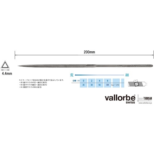バローベ ニードルヤスリ 三角 200mm #2【LA2407-200-2】