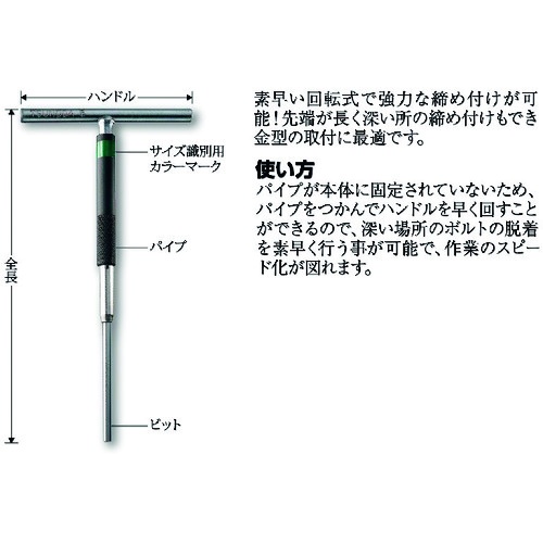 TTC T型クイックターンレンチ(色別 茶)【TL-10.0B】