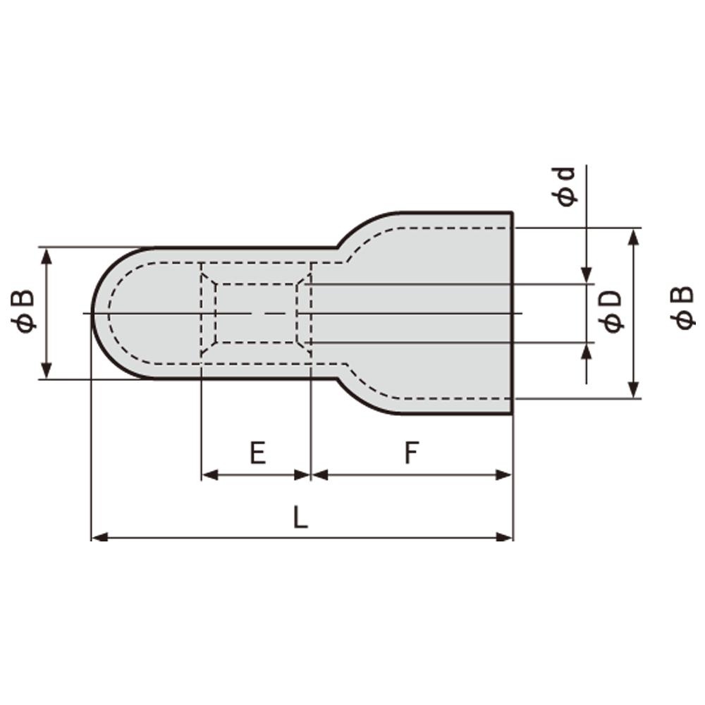 絶縁被覆付圧着端子(閉端接続子、CE-2、100個入)【CE-2-JP】