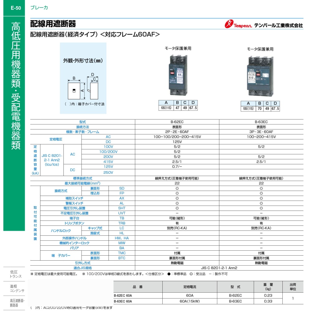 漏電遮断器【GB-103EC-100A-30MA】