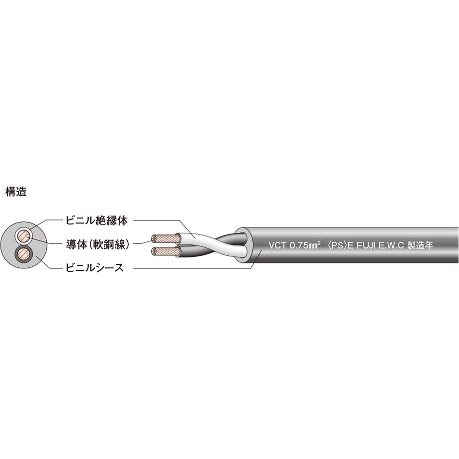 キャブタイヤケーブル【VCT-2SQX2C-20M-JP】