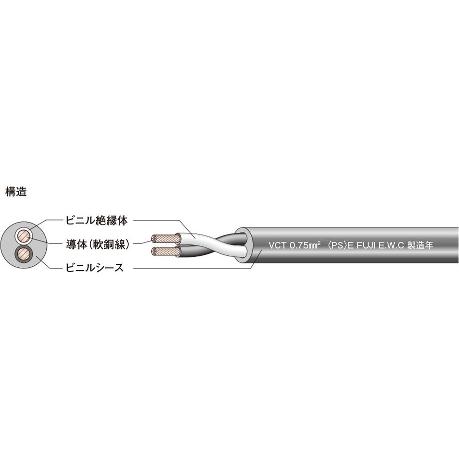 キャブタイヤケーブル【VCT-2SQX3C-20M-JP】