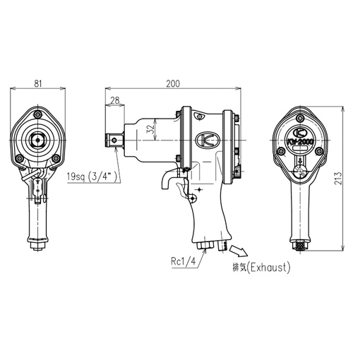 3/4’’DR エアーインパクトレンチ【EA155KD】