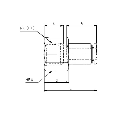 Rc 1/8インチ x 8mm ユニオン(雌ねじ/真鍮製)【EA140HE-6】