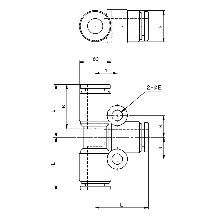 8mm T型ユニオン(2個)【EA140HL-8】