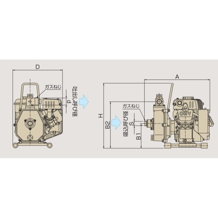2.4PS/40mm エンジンポンプ(4サイクル)【EA345K-15】