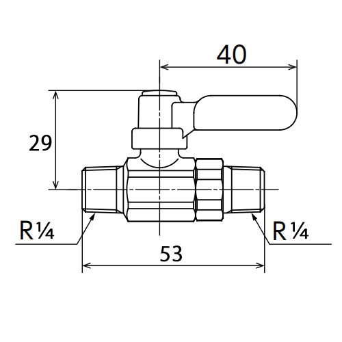 R 1/4インチ xR 1/4インチ ミニボールバルブ(ロングハンドル)【EA425AG-22】