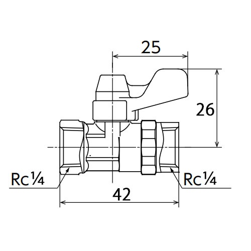 Rc1/4インチ xR 1/4インチ ミニボールバルブ(メッキ付)【EA425AG-52】