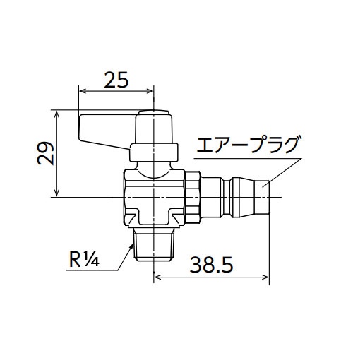 R 1/4インチ ミニボールバルブ(カプラープラグ付)【EA425AH-12】