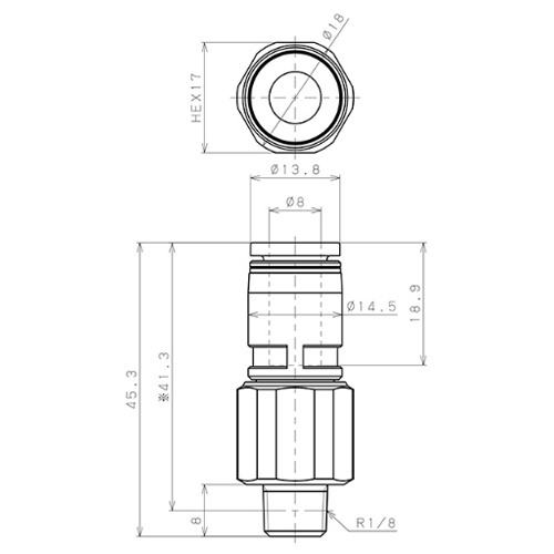 R1/8インチ x 8mm ロータリーストレートユニオン【EA425MA-81】