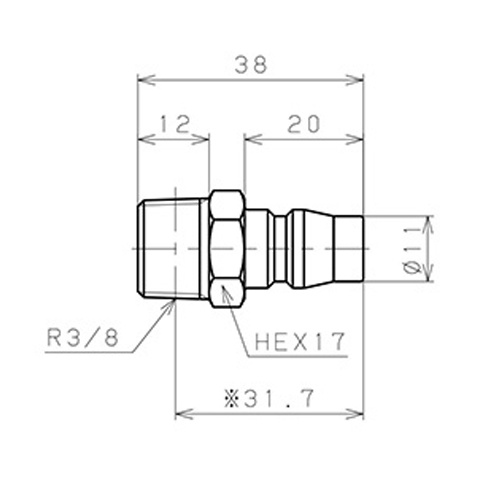 R3/8インチ 雄ねじプラグ(20型)【EA425NG-3】