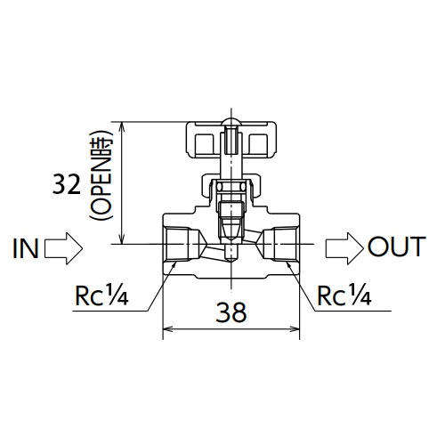 Rc1/4インチ ニードルバルブ(黄銅ハンドル)【EA426CC-12】