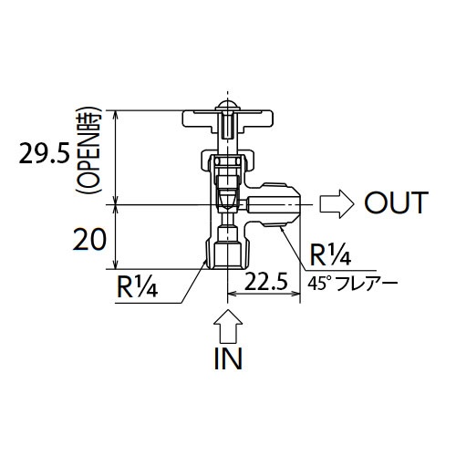 R 1/4インチ ニードルバルブ(黄銅ハンドル)【EA426CE-11】