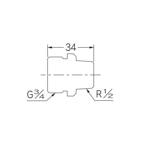 G3/4インチ xR1/2インチ フレキパイプ用異径ニップル【EA432L-64】