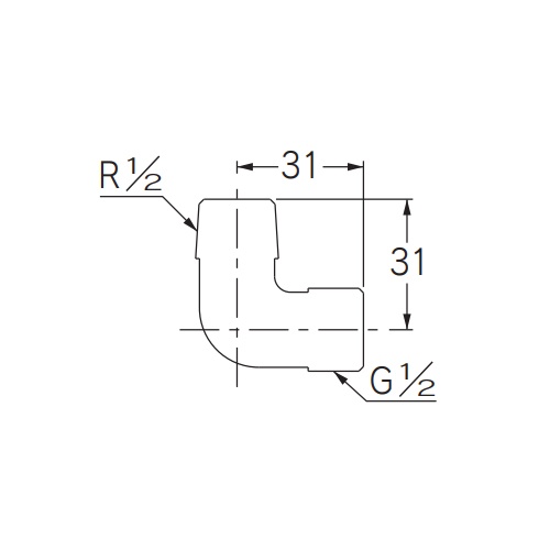 R1/2インチ xG1/2インチ フレキ用エルボ(クロムメッキ)【EA432LC-1】