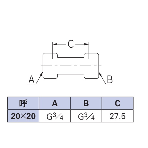 G 3/4インチ xG 3/4インチ 両ナットユニオン【EA432LF-66】
