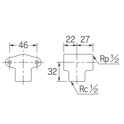 Rp1/2インチ xRc1/2インチ 座付水栓エルボ(クロムメッキ)【EA432MS-113B】