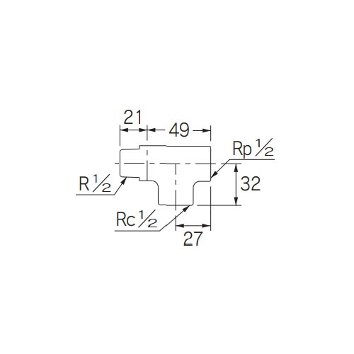 Rp1/2インチ xRc1/2インチ 台付水栓エルボ(クロムメッキ)【EA432MS-13B】