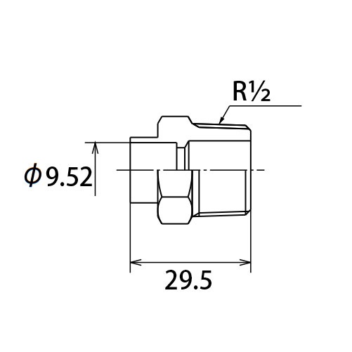 R 1/2インチ x 9.52mm アダプター(雄)【EA432RC-2】